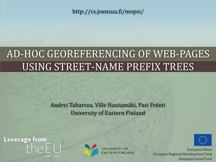 ad hoc georeferencing of web pages using street name prefix trees