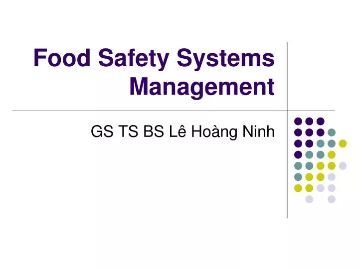 food safety systems management