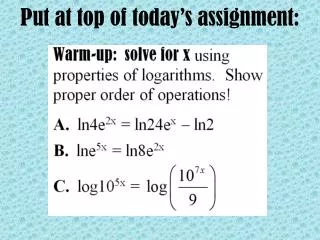 put at top of today s assignment