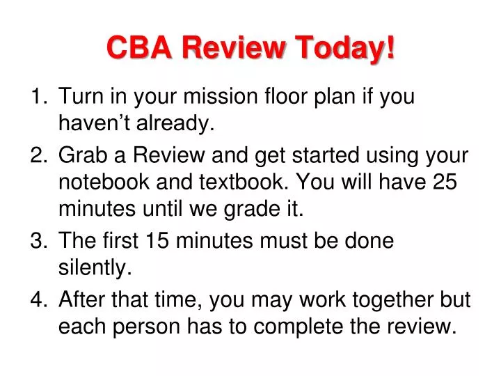 cba review today