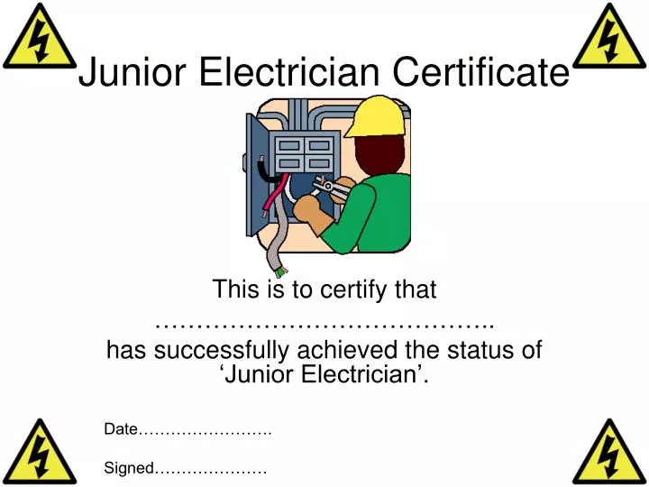 junior electrician certificate