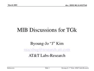 MIB Discussions for TGk