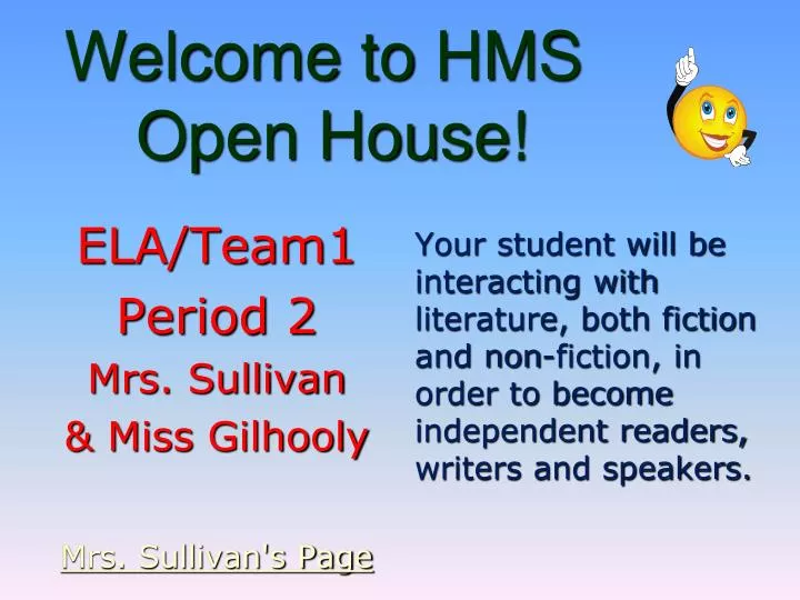 welcome to hms open house