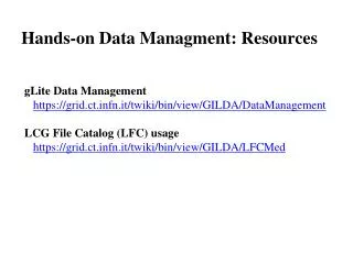 Hands-on Data Managment: Resources