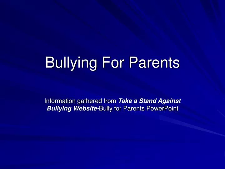 bullying for parents