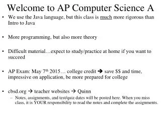Welcome to AP Computer Science A
