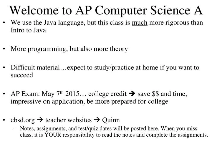 welcome to ap computer science a