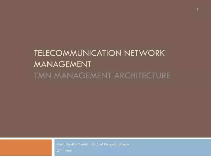 telecommunication network management tmn management architecture