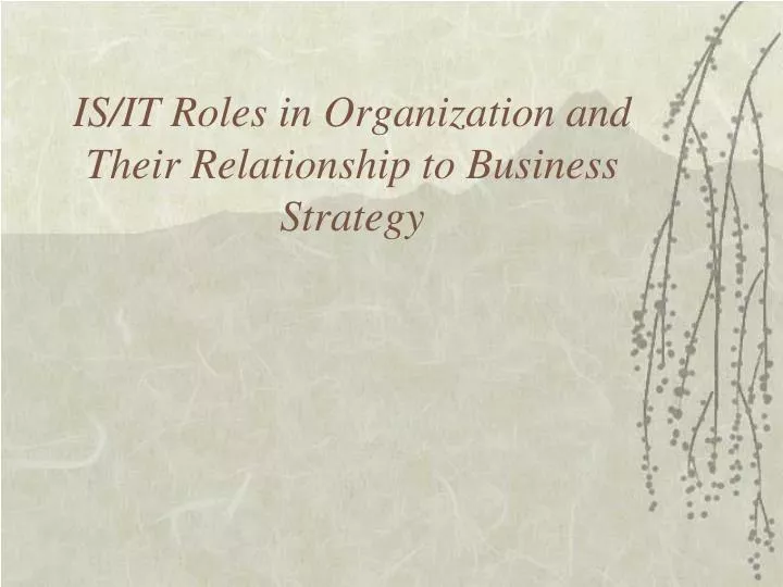 is it roles in organization and their relationship to business strategy