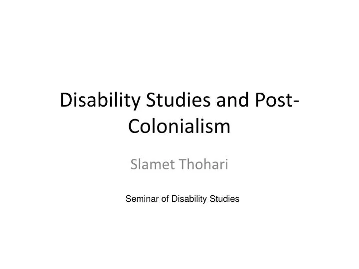 disability studies and post colonialism