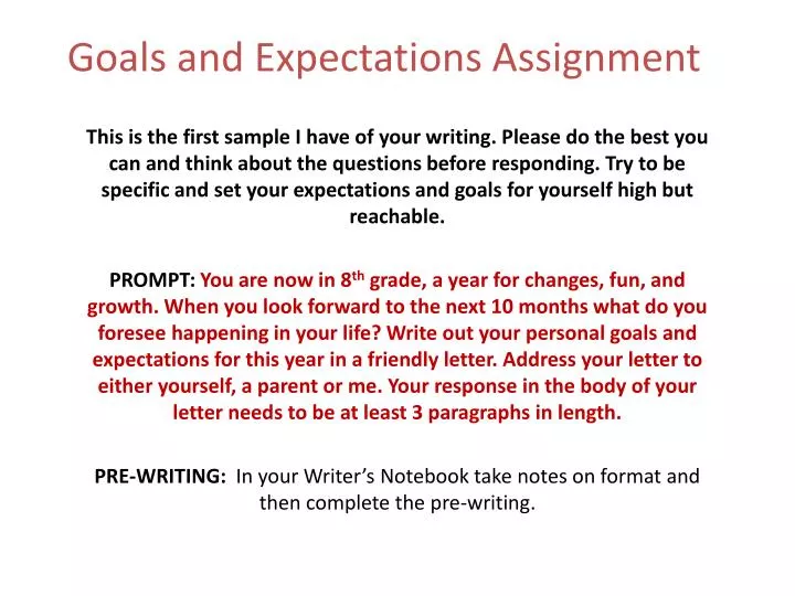 goals and expectations assignment