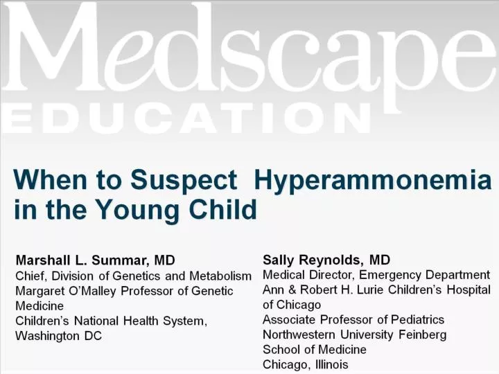 when to suspect hyperammonemia in the young child