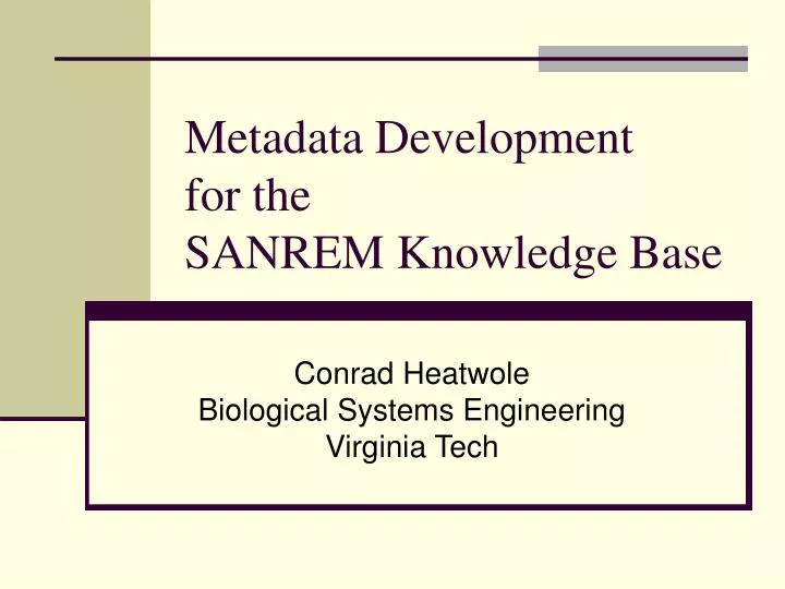 metadata development for the sanrem knowledge base