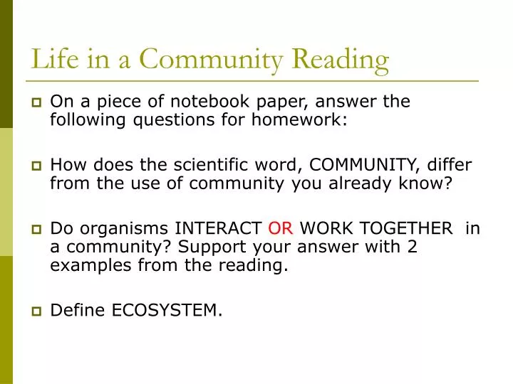 life in a community reading