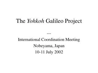 The Yohkoh Galileo Project