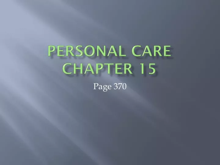 personal care chapter 15