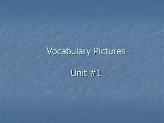 Vocabulary Pictures Unit #1
