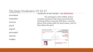 The Giver Vocabulary: Ch 13-17