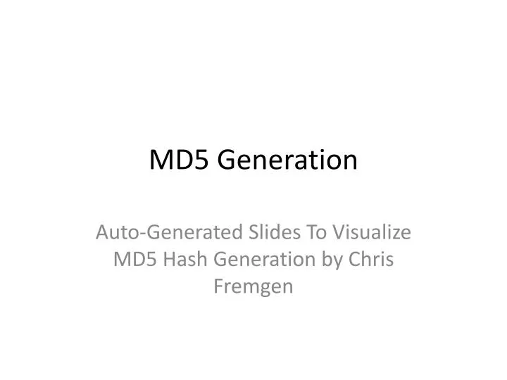 md5 generation