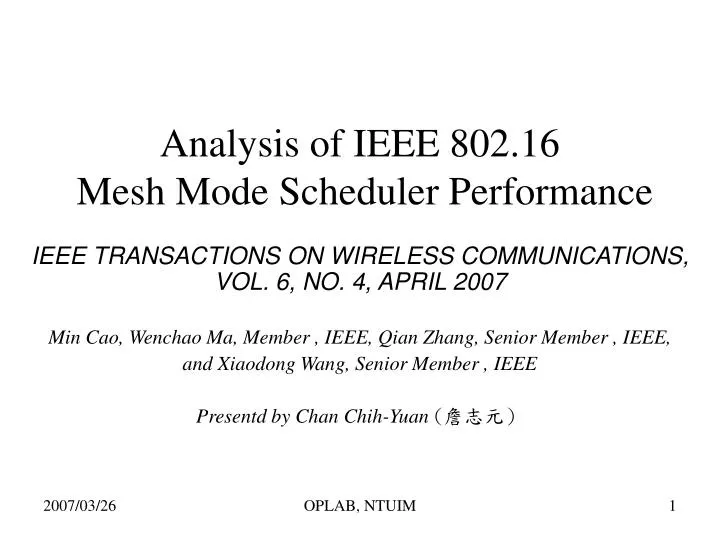 analysis of ieee 802 16 mesh mode scheduler performance
