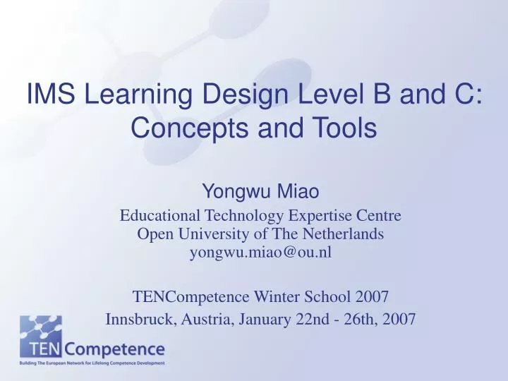 ims learning design level b and c concepts and tools