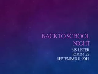 back to school night