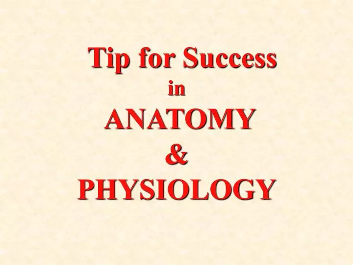 tip for success in anatomy physiology