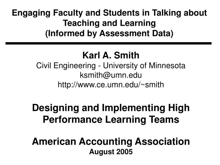 engaging faculty and students in talking about teaching and learning informed by assessment data