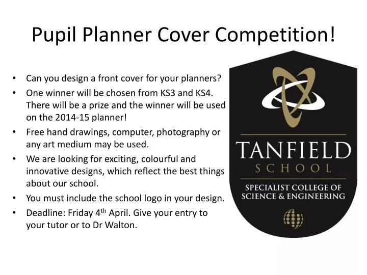 pupil planner cover competition