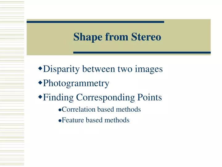 shape from stereo