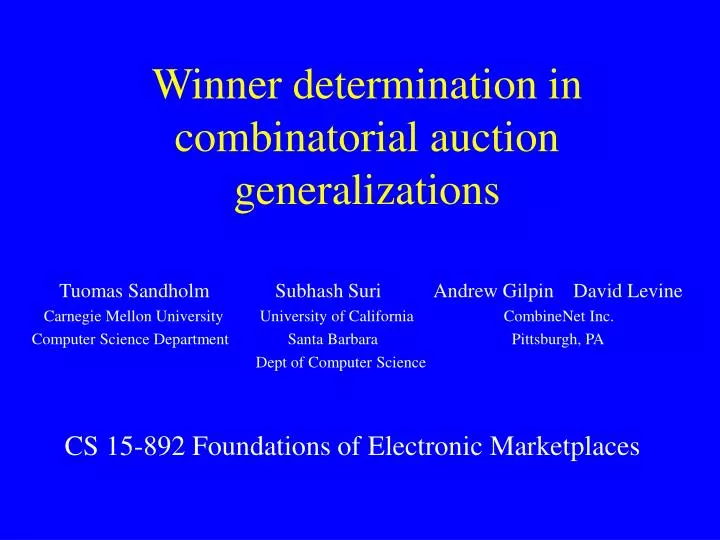 winner determination in combinatorial auction generalizations