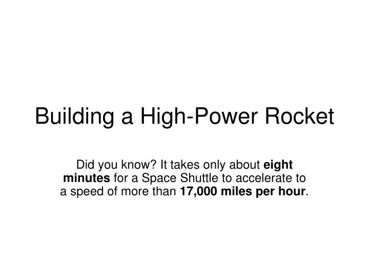 building a high power rocket