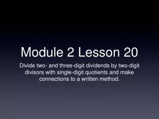 Module 2 Lesson 20