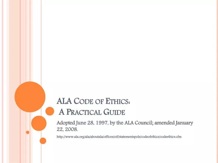 ala code of ethics a practical guide