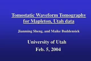 Tomostatic Waveform Tomography for Mapleton, Utah data