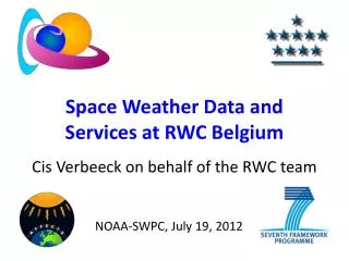Space Weather Data and Services at RWC Belgium