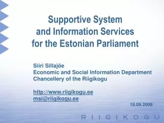 Supportive System and Information Services for the Estonian Parliament