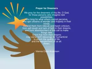 Prayer for dreamers