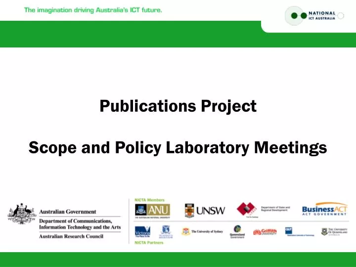 publications project scope and policy laboratory meetings