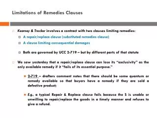 Limitations of Remedies Clauses