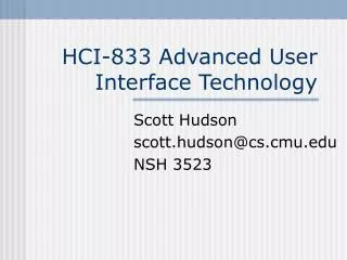 HCI-833 Advanced User Interface Technology