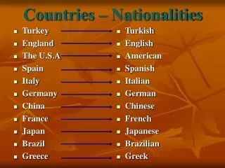 PPT - COUNTRIES AND NATIONALITIES PowerPoint Presentation, free ...