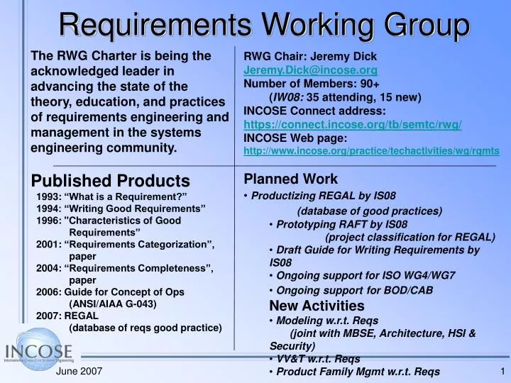 requirements working group