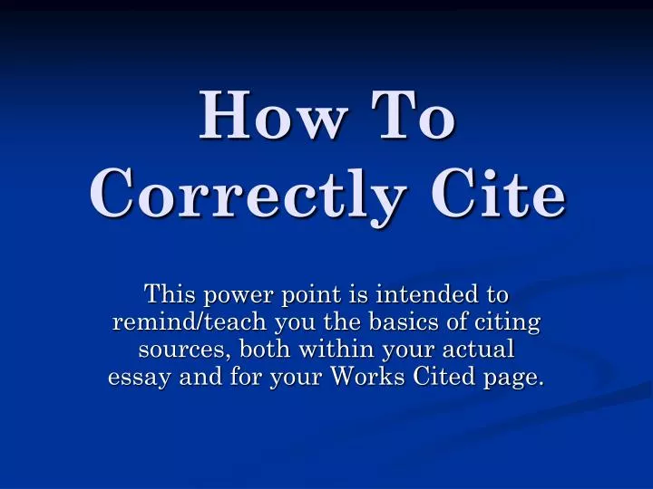 how to correctly cite