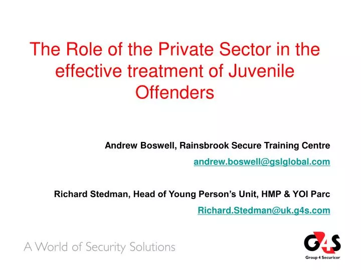 the role of the private sector in the effective treatment of juvenile offenders
