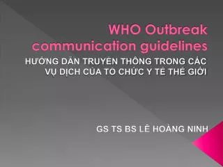 WHO Outbreak communication guidelines