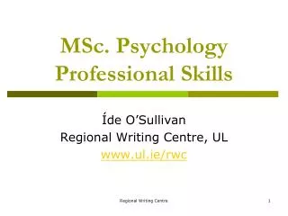 MSc. Psychology Professional Skills