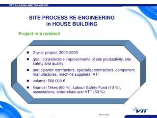 SITE PROCESS RE-ENGINEERING in HOUSE BUILDING