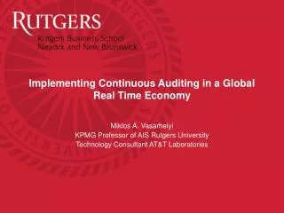 Implementing Continuous Auditing in a Global Real Time Economy