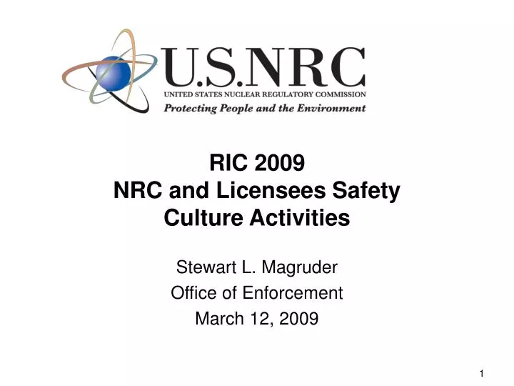 ric 2009 nrc and licensees safety culture activities